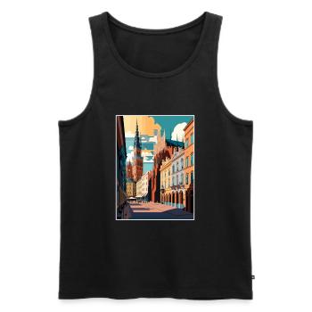 Cracovie Pologne Vintage voyage affiche WPA Souvenir - Débardeur bio Premium Homme - noir - Devant - Michal (187cm)