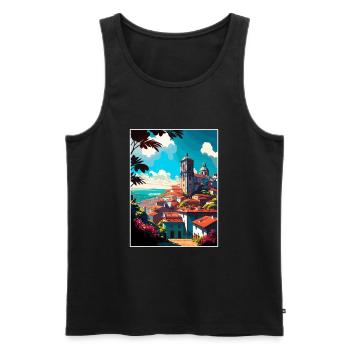 Viana Do Castelo Portugal Vintage Reiseposter - Männer Premium Bio Tank Top - Schwarz - Vorne - AI Model Male 178 light (178cm)