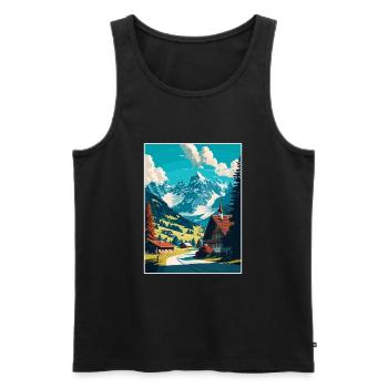 Gstaad Suisse Vintage Voyage Poster Souvenir - Débardeur bio Premium Homme - noir - Devant - Michal (187cm)