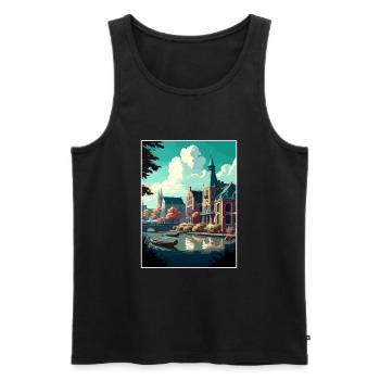 Zwolle Niederlande Vintage Reiseposter Souvenir - Männer Premium Bio Tank Top - Schwarz - Vorne - AI Model Male 178 light (178cm)