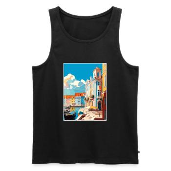 Aveiro Portugal Vintage voyage affiche WPA Souvenir - Débardeur bio Premium Homme - noir - Devant - AI Model Male 178 light (178cm)