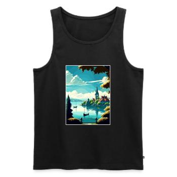 Lac de Zurich Suisse Vintage Travel Poster WPA - Débardeur bio Premium Homme - noir - Devant - Michal (187cm)