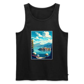 Lago Maggiore Schweiz Vintage Reiseposter - Männer Premium Bio Tank Top - Schwarz - Vorne - AI Model Male 178 light (178cm)