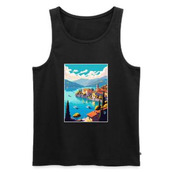 Lago Maggiore Schweiz Vintage Reiseposter - Männer Premium Bio Tank Top - Schwarz - Vorne - AI Model Male 178 light (178cm)