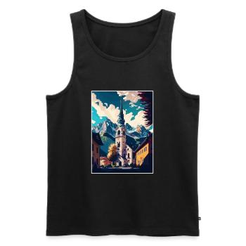 St. Johann in Tirol Österreich Vintage Reiseposter - Männer Premium Bio Tank Top - Schwarz - Vorne - Michal (187cm)