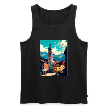 Feldkirch Österreich Vintage Reiseposter Souvenir - Männer Premium Bio Tank Top - Schwarz - Vorne - Michal (187cm)