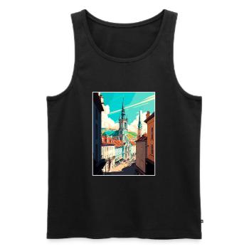Linz Austria Vintage Travel Poster WPA Souvenir - Men's Premium Organic Tank Top - black - Front - AI Model Male 178 light (178cm)