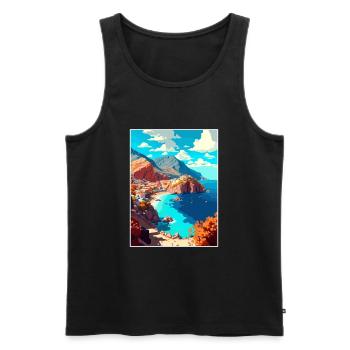 Karpathos Greece Decoration Vintage Travel Poster - Men's Premium Organic Tank Top - black - Front - Michal (187cm)