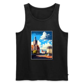Ostrava Czech Republic Vintage Travel Poster WPA - Men's Premium Organic Tank Top - black - Front - AI Model Male 178 light (178cm)