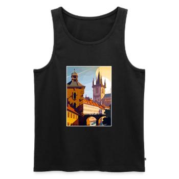 Prague République tchèque Vintage voyage affiche WPA - Débardeur bio Premium Homme - noir - Devant - Michal (187cm)