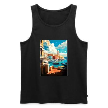 Héraklion Grèce décoration Vintage Travel Poster - Débardeur bio Premium Homme - noir - Devant - AI Model Male 178 light (178cm)