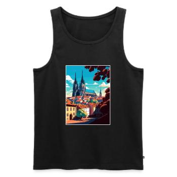Brno République tchèque Vintage voyage affiche Souvenir - Débardeur bio Premium Homme - noir - Devant - AI Model Male 178 light (178cm)