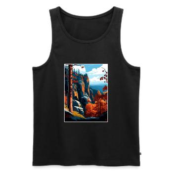 Böhmische Schweiz Tschechien Reiseposter - Männer Premium Bio Tank Top - Schwarz - Vorne - Michal (187cm)