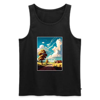 Skane Suède Affiche de voyage vintage WPA Souvenir - Débardeur bio Premium Homme - noir - Devant - Michal (187cm)