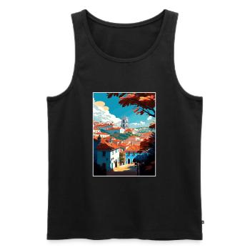 Tomar Portugal Vintage voyage affiche WPA Souvenir - Débardeur bio Premium Homme - noir - Devant - Michal (187cm)