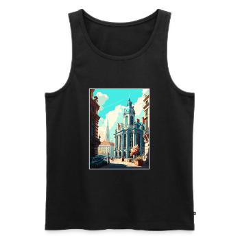 Brussels Belgium Vintage Travel Poster Souvenir - Men's Premium Organic Tank Top - black - Front - Michal (187cm)