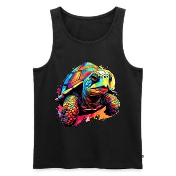 Colorful Turtle Splashes of Paint Splashes - Men's Premium Organic Tank Top - black - Front - AI Model Male 178 light (178cm)