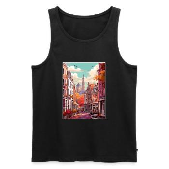 Brussels Belgium Vintage Travel Poster Souvenir - Men's Premium Organic Tank Top - black - Front - Michal (187cm)