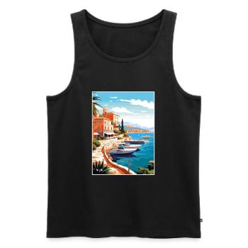 Cote D Azur Frankreich Vintage Reiseposter Souvenir - Männer Premium Bio Tank Top - Schwarz - Vorne - AI Model Male 178 light (178cm)