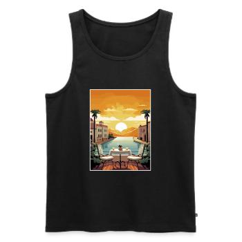 Malaga Espagne Vintage voyage affiche WPA Souvenir - Débardeur bio Premium Homme - noir - Devant - Michal (187cm)