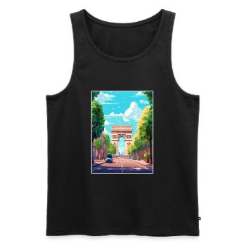 Arc De Triomphe France Paris Vintage Affiche De Voyage - Débardeur bio Premium Homme - noir - Devant - AI Model Male 178 light (178cm)