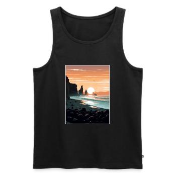 Schwarzer Sandstrand Island Vintage Reiseposter WPA - Männer Premium Bio Tank Top - Schwarz - Vorne - AI Model Male 178 light (178cm)