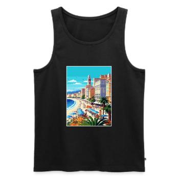 Nice Francescape Vintage Voyage Poster Souvenir - Débardeur bio Premium Homme - noir - Devant - Michal (187cm)