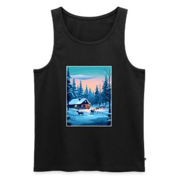 Lappland Finnland Insel Vintage Reiseposter WPA - Männer Premium Bio Tank Top - Schwarz - Vorne - Michal (187cm)
