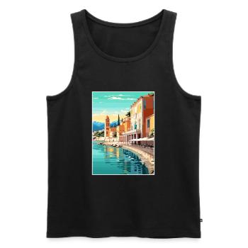 Nice Francescape Vintage Voyage Poster Souvenir - Débardeur bio Premium Homme - noir - Devant - Michal (187cm)