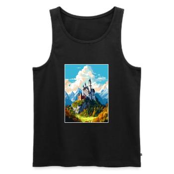 Château de Neuschwanstein Allemagne affiche de voyage - Débardeur bio Premium Homme - noir - Devant - AI Model Male 178 light (178cm)
