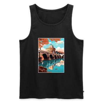 St Angelo Bridge Italy Vintage Travel Poster WPA - Men's Premium Organic Tank Top - black - Front - AI Model Male 178 light (178cm)