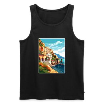 Amalfi Italie Décoration Vintage Voyage Affiche WPA - Débardeur bio Premium Homme - noir - Devant - Michal (187cm)