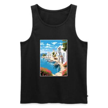 Paros Greece Decoration Vintage Travel Poster WPA - Men's Premium Organic Tank Top - black - Front - Michal (187cm)