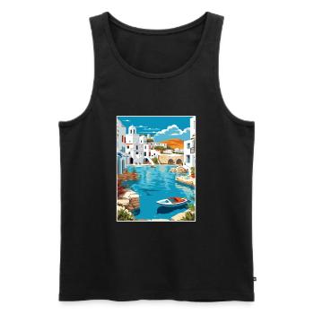 Paros Greece Decoration Vintage Travel Poster WPA - Men's Premium Organic Tank Top - black - Front - Michal (187cm)