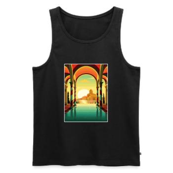 Sicile Italie Décoration Vintage Voyage Affiche WPA - Débardeur bio Premium Homme - noir - Devant - Michal (187cm)
