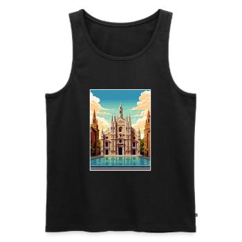 Milan Espagne Ibiza Vintage voyage affiche Souvenir - Débardeur bio Premium Homme - noir - Devant - Michal (187cm)