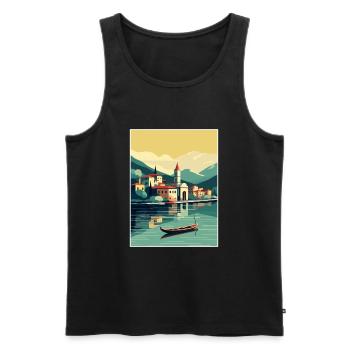 Lake Como Italy Decoration Vintage Travel Poster - Men's Premium Organic Tank Top - black - Front - AI Model Male 178 light (178cm)