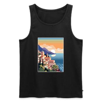 Amalfi Italie Décoration Vintage Voyage Affiche WPA - Débardeur bio Premium Homme - noir - Devant - Michal (187cm)