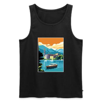 Lake Como Italy Decoration Vintage Travel Poster - Men's Premium Organic Tank Top - black - Front - AI Model Male 178 light (178cm)