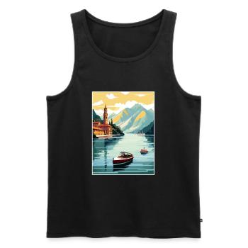 Lake Como Italy Decoration Vintage Travel Poster - Men's Premium Organic Tank Top - black - Front - AI Model Male 178 light (178cm)