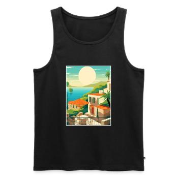 Capri Italie Décoration Vintage Voyage Affiche WPA - Débardeur bio Premium Homme - noir - Devant - Michal (187cm)