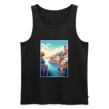 Amalfi Italie Décoration Vintage Voyage Affiche WPA - Débardeur bio Premium Homme - noir - Devant - Michal (187cm)