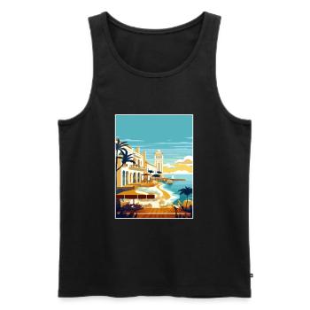 Menorca Spain Vintage Travel Poster WPA Souvenir - Men's Premium Organic Tank Top - black - Front - AI Model Male 178 light (178cm)