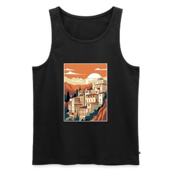 Cuenca Espagne Vintage voyage affiche WPA Souvenir - Débardeur bio Premium Homme - noir - Devant - Michal (187cm)