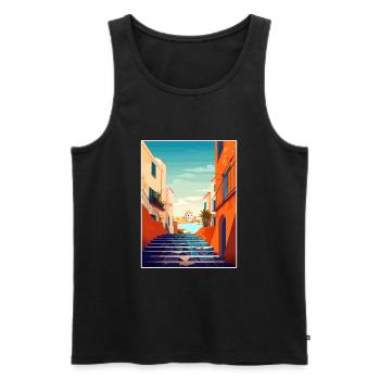 Naples Italie Décoration Vintage Voyage Affiche WPA - Débardeur bio Premium Homme - noir - Devant - Michal (187cm)