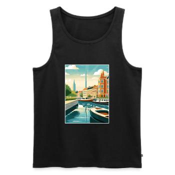 Copenhague Danemark Vintage voyage affiche Souvenir - Débardeur bio Premium Homme - noir - Devant - Michal (187cm)