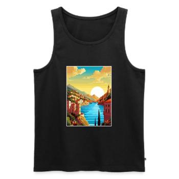 Sicile Italie Décoration Vintage Voyage Affiche WPA - Débardeur bio Premium Homme - noir - Devant - Michal (187cm)