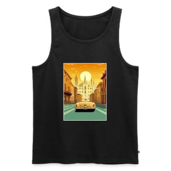 Milan Espagne Ibiza Vintage voyage affiche Souvenir - Débardeur bio Premium Homme - noir - Devant - Michal (187cm)