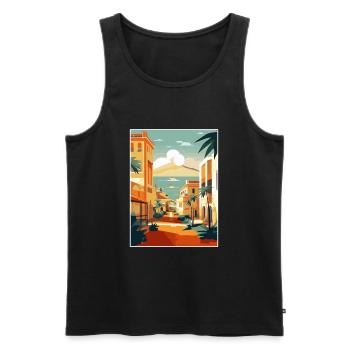 Îles Canaries Espagne Vintage voyage affiche WPA Art - Débardeur bio Premium Homme - noir - Devant - Michal (187cm)