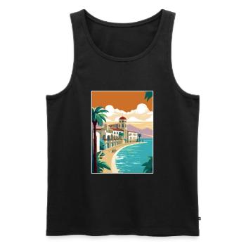 Costa Blanca Espagne Vintage voyage affiche Souvenir - Débardeur bio Premium Homme - noir - Devant - AI Model Male 178 light (178cm)